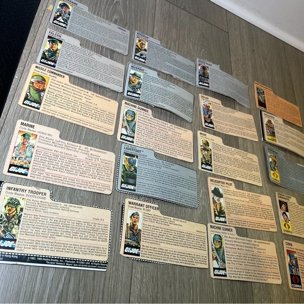 Vintage GI Joe And cobra File Cards Lot Of 24 Original